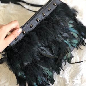 Jessica Simpson feather shoulder/ wristlet bag